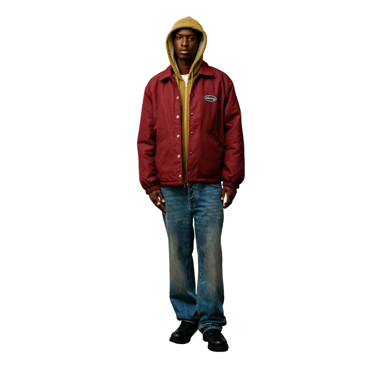 Stussy Coaches Jacket Burgundy
