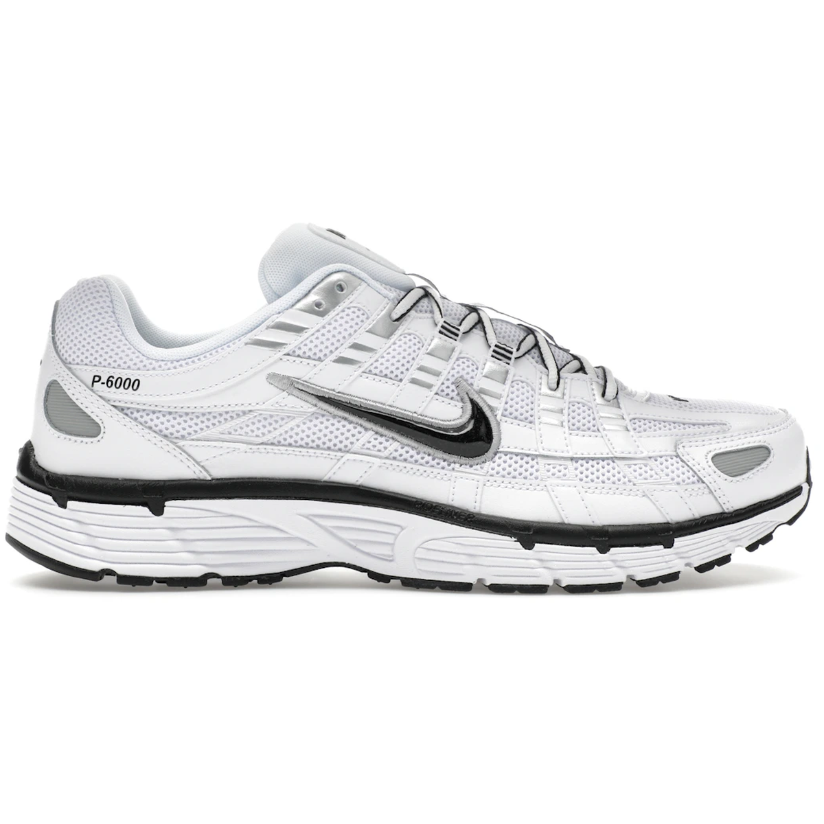 Nike P-6000 White Metallic Silver Black