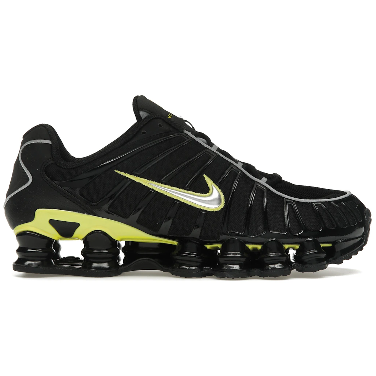Nike Shox TL Black Dynamic Yellow Metallic Silver
