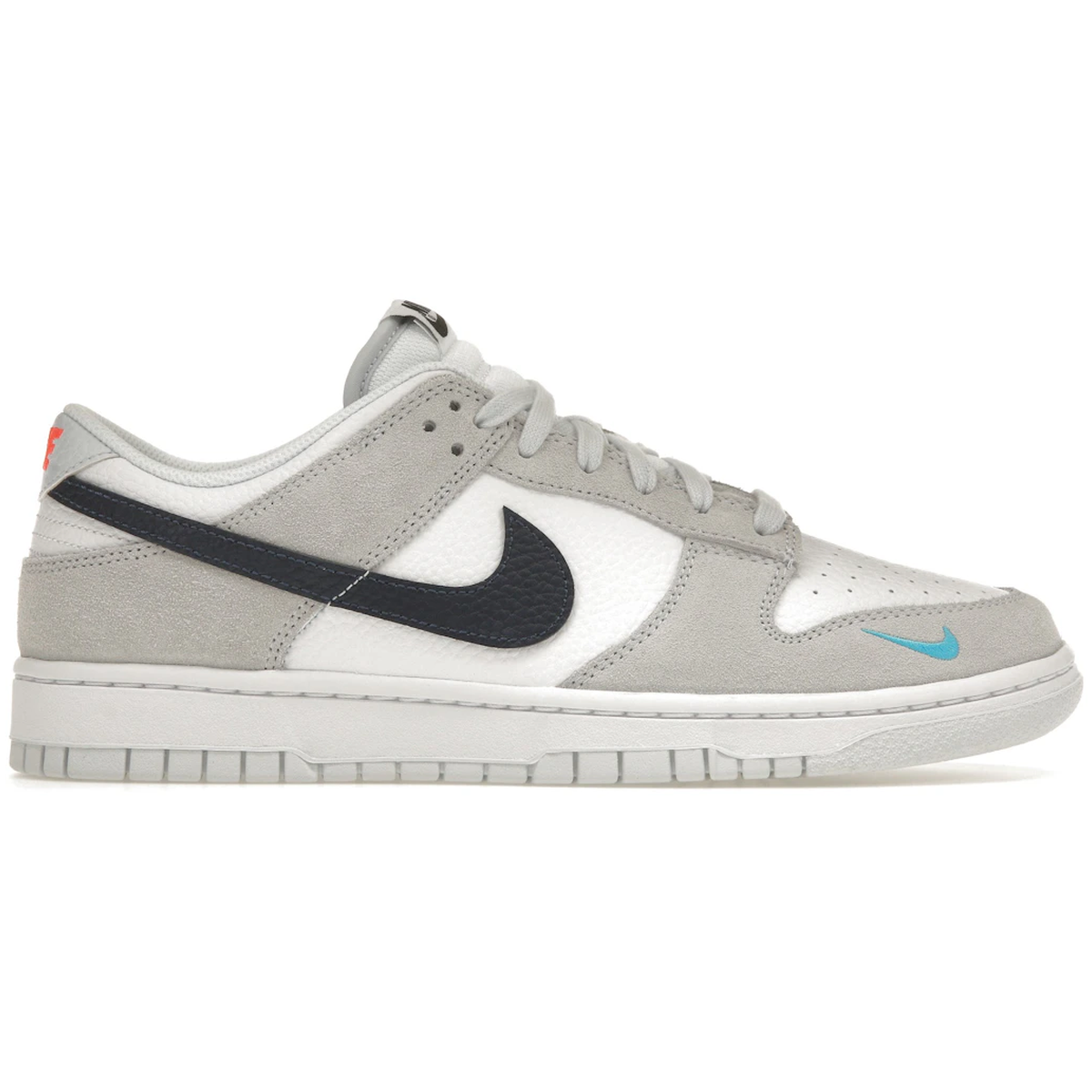 Nike Dunk Low White Grey Navy Aqua Mini Swoosh
