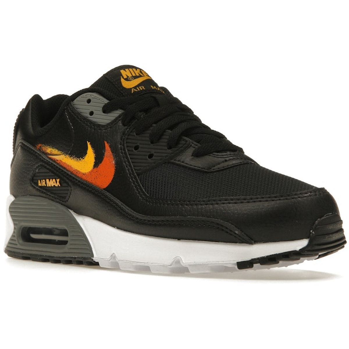 Miniatyrbild av Nike Air Max 90 Spray Paint Swoosh Black University Gold 2