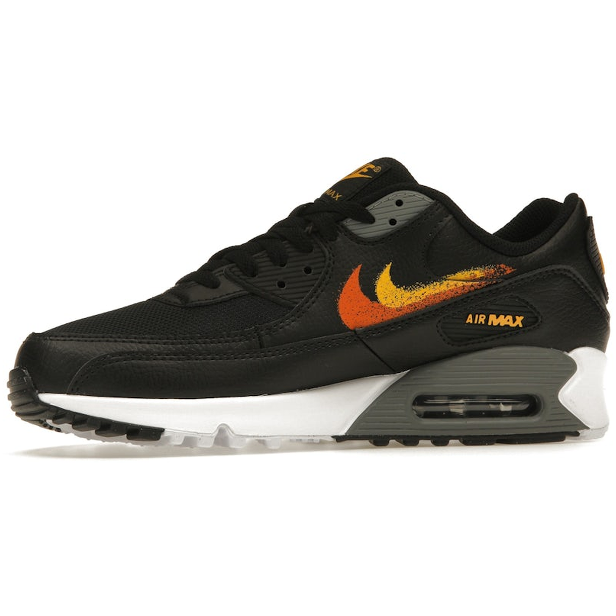 Miniatyrbild av Nike Air Max 90 Spray Paint Swoosh Black University Gold 3