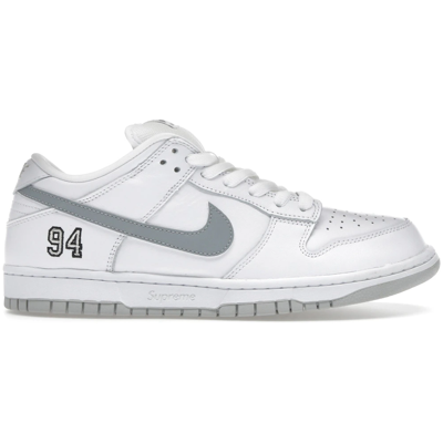 Nike SB Dunk Low Supreme 94 White Metallic Silver