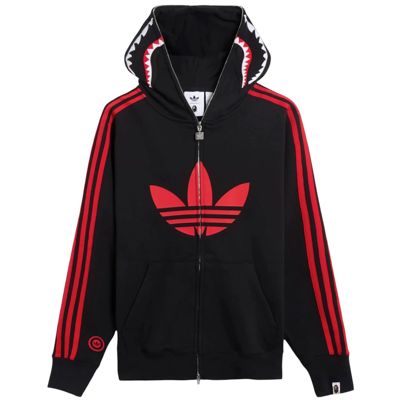 BAPE x adidas Shark Fleece Full Zip Hoodie Black