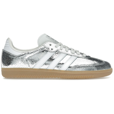 Adidas Samba  Silver Metallic Cracked Leather