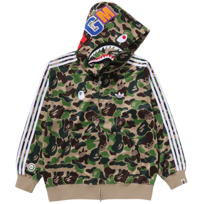 adidas x BAPE Relaxed Fit Track Camo Shark Full Zip Hoodie Green