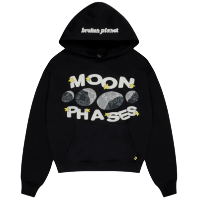 Broken Planet Moon Phases Hoodie Midnight Black