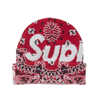 Supreme Bandana Big Logo Beanie Red