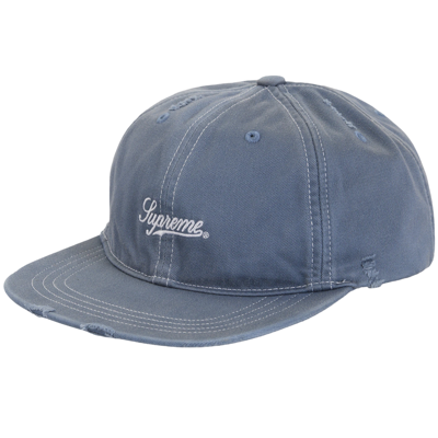 Supreme Distressed Script 6-Panel Blue